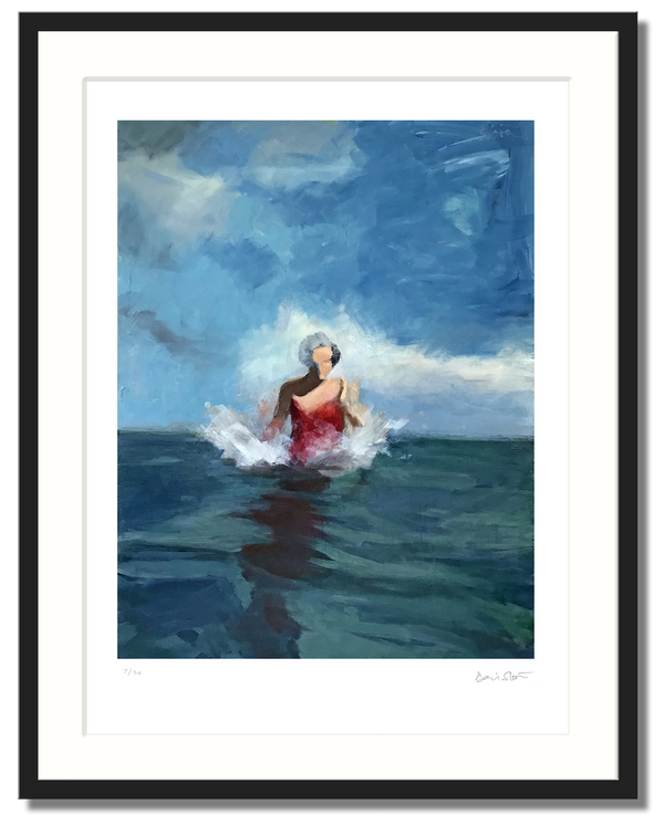 David Storey - Woman wading - estampe avec cadre