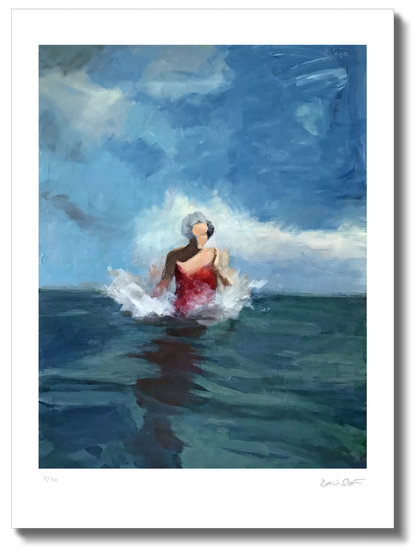 David Storey - Woman wading - print with frame