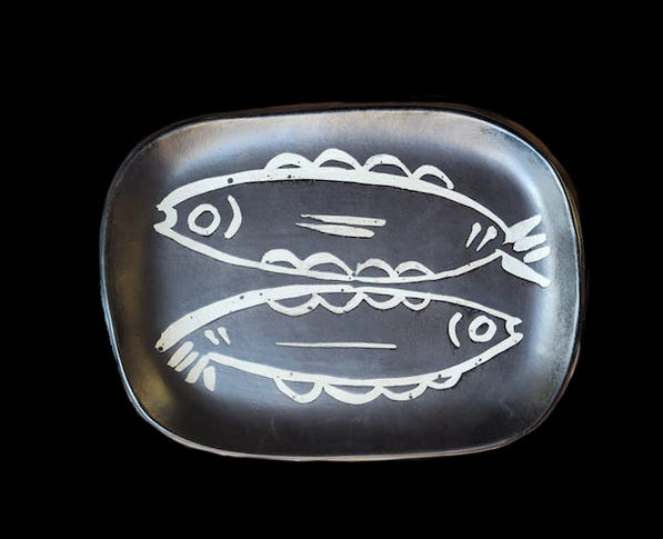 Objet - Coupelle poissons blancs cp2- Céramique d'art